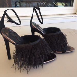 Topshop black feather stiletto RIZO heels